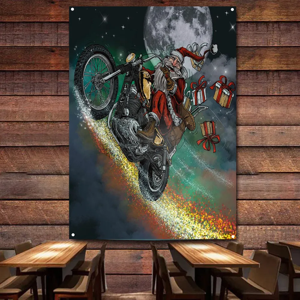 Santa Claus riding a motorcycl - Auto Repair Shop Banners recension och pris