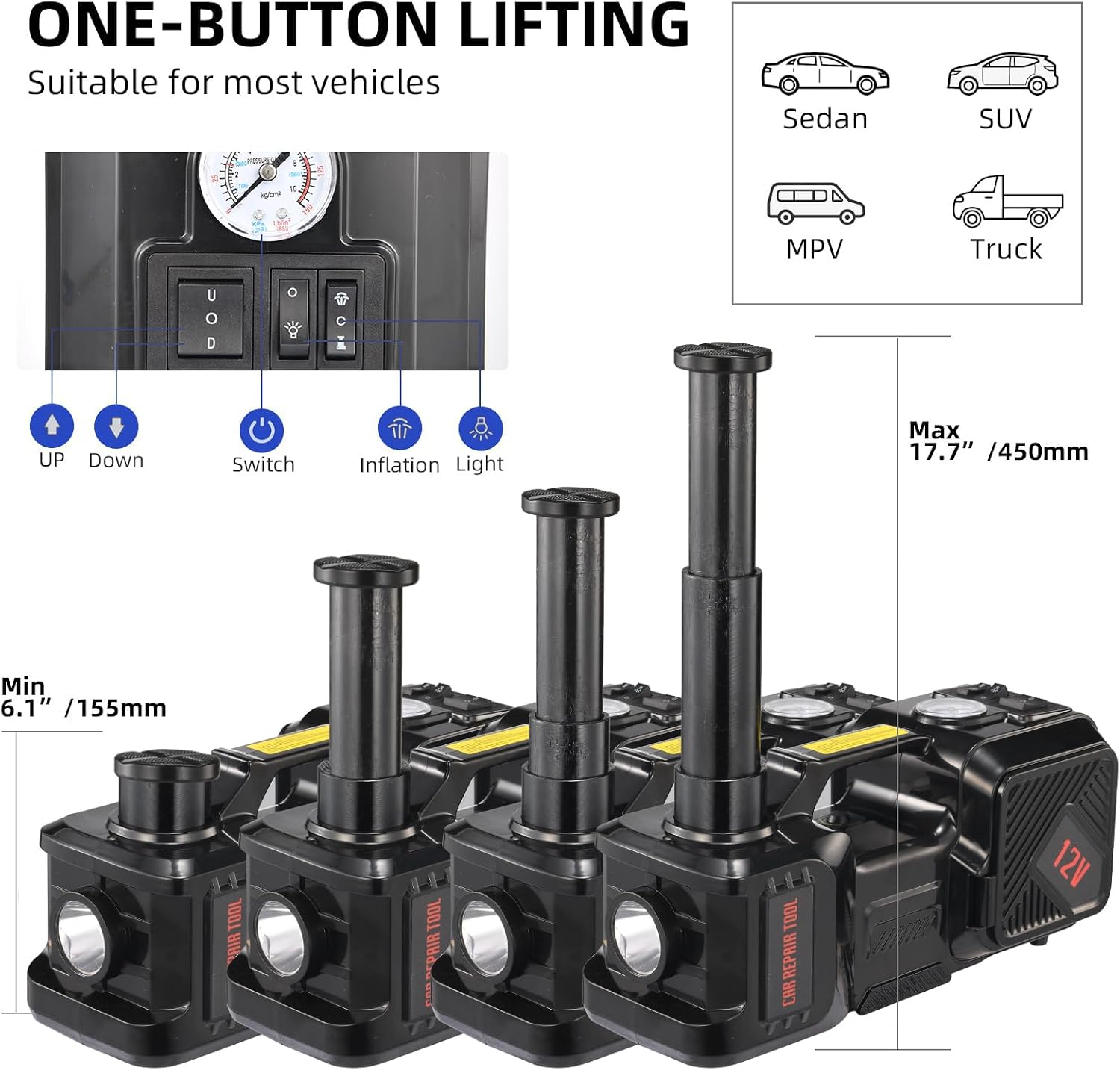 Electric Car Jack kit 5 Ton 12 - Hydraulic Car Lift recension och pris