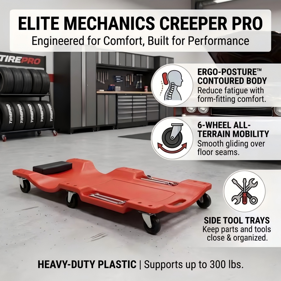 40'' 6-Wheel Heavy Duty Mechan - Garage Creeper Roller recension och pris